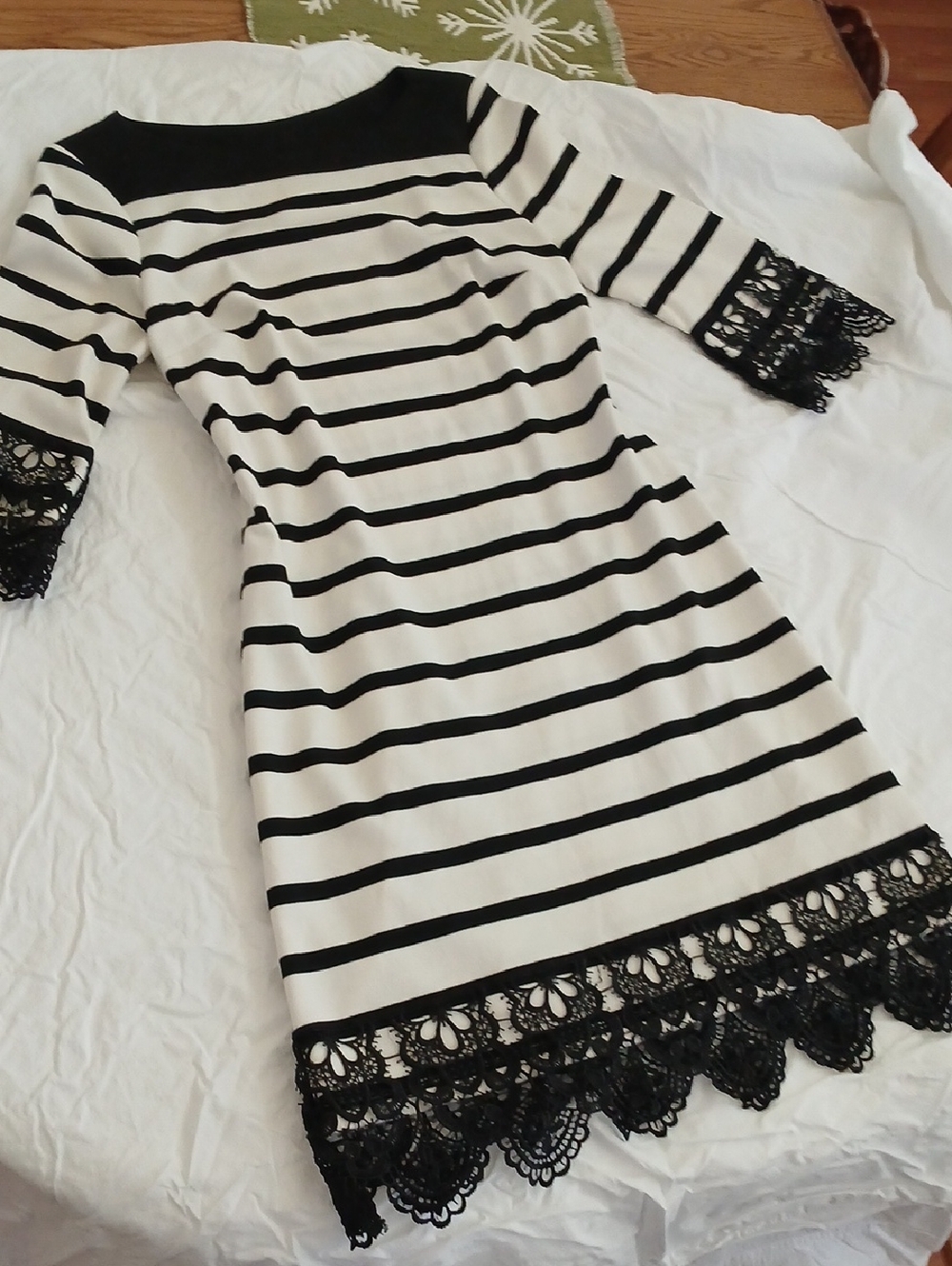 ECI Beige by eci Black and White Striped Top